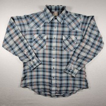 Vintage Levi’s Blue Tab Western Cowboy Pearl Snap Shirt Large Plaid Long Sleeve - £19.27 GBP