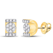 10kt Yellow Gold Womens Round Diamond Rectangle Cluster Stud Earrings 1/4 Cttw - £322.17 GBP