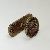 Pressed Brass Victorian Ornate Cabinet Drawer Door Round Button Handle Vintage - £9.47 GBP