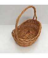 Vintage wood basket flat bottom oval shape handles carry basket storage ... - $27.70 CAD