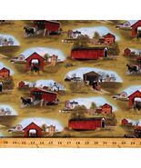 Cotton Headin' Home Red Barns Bridges Farms Fabric Print by the Yard D37... - $11.95
