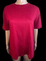 1990s Hanes Her Way Activewear Solid Blank Red Mom T Shirt Small USA Vin... - $18.57