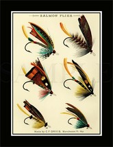 8.5x11 Vintage Fishing Flies Bait Lure Drawing Fine Art Print Picture Poster Old - £9.70 GBP
