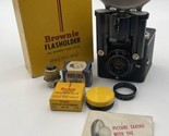 Vintage Kodak Brownie Six-20 Camera With Flash And Close Up Attachment &amp;... - $47.45