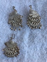 Lot 4 PEACOCKS Mother of peal pendant wire pierced earrings costume UNIQUE - £15.27 GBP
