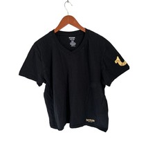 TRUE RELIGION Tee Black Cotton T-Shirt Gold Emblem Size XLarge - $14.84