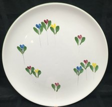 Bizzirri Pottery Tulip Flowers Floral Serving Plate Platter Dish Italy White Grn - $58.41