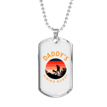 Camper Necklace  Daddy&#39;s Hiking Buddy  Necklace Stainless Steel or 18k Gold Dog - £37.92 GBP+