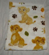 Disney Lion King Simba Nala Plush Baby Blanket Paw Print Sun Leaves Lovey FLAWS - £30.82 GBP