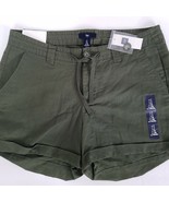 Gap Shorts Womens 4 Olive Green Cotton Flat Front Drawstring Cuffed - £6.95 GBP