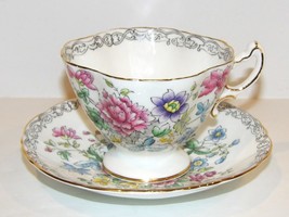 Hammersley England Bone China 4320 Floral Gold Trim Tea Cup &amp; Saucer ~Vintage~ - £43.88 GBP