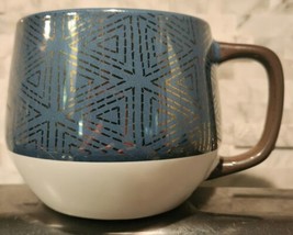 Threshold Gold Geometric Shapes Blue White Stoneware Coffee Mug Tea Cup 20 oz - £15.99 GBP