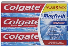 Colgate Max Fresh Toothpaste With Mini Breath Strips, Cool Mint, 6 Ounce (Pack o - £26.37 GBP