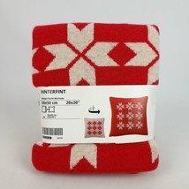 Ikea VINTERFINT Pillow Cushion Cover 20&quot; x 20&quot; Red/Off White Snowflake New - $27.71