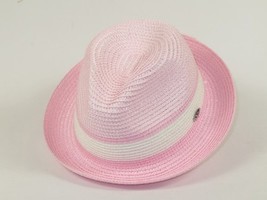 Men's Bently Semi Crushable Fedora Briad Straw Hat Dante DA220 Pink/White image 3