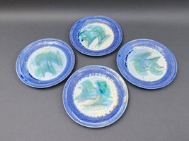 Edgecomb Potters Maine Blue Green Crystalline Glazed Pottery Salad Plate... - $199.99