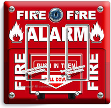 Fire Alarm Pull Down Push Light Double Gfi Switch Wall Plate Cover Room Hd Decor - £12.50 GBP