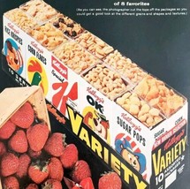 1963 Kelloggs Cereal Variety Sample Box Advertisement Breakfast Foods DW... - $29.99