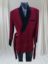 Burgundy Velvet Smoking Jacket | Men's Luxury Party Coat - $140.00
