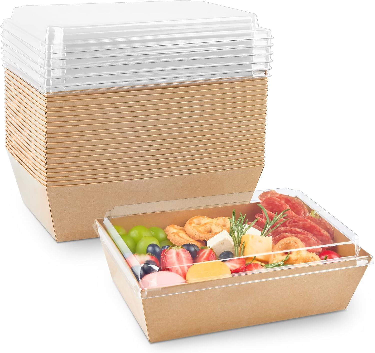 8 X 6 Inch Paper Charcuterie Boxes With Clear Lids, 20 Pack Large, Brown - $37.93