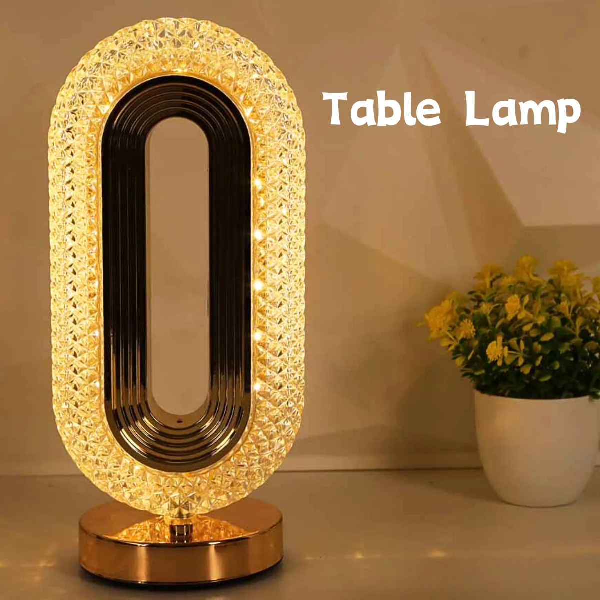 Modern Luxury Oval USB Rechargeable Crystal Table Lamp Living Room Bedroom - $14.80