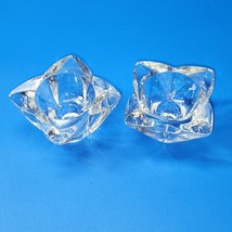 Mikasa Crystal 3&quot; Flower Petal Tapered Candle Holder Candlestick - MINT Set Of 2 - £18.36 GBP