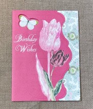 Sparkly Pink Roses Religious Scripture 3 Panel Birthday Greeting Card &amp; ... - $2.77