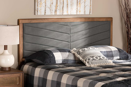 Gisa Dark Gray Fabric Upholstered and Walnut Brown Queen Size Headboard - $2,578.11 MXN