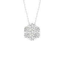 10K White Gold 0.50Ct TDW Diamond Composite Flower Burst Pendant Necklace - £288.65 GBP