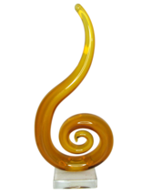 Murano Amber Art Glass Figurine Abstract Amber Swirl Spiral Sculpture 12&quot; - £23.70 GBP