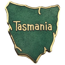 Tasmania Pin Brooch Vintage Gold Tone Green Enamel - £9.74 GBP