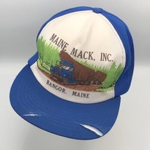 Vintage Mack Trucker Maine Lumber Trucking Snapback Hat Distressed Cap - £38.93 GBP