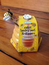 Joie MSC International Mini Porcelain Ceramic Honey Pot &amp; Wood Bee Hive ... - £14.93 GBP