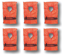 Adult Life Jackets Vest Preserver Type II 6 Pack Orange Fishing Boating ... - $61.16