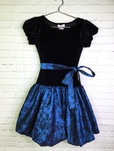 Good Girl USA Blue Black Floral Tie Back Party Dress Special Occasion Size 8 - £19.36 GBP