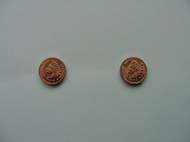 (EE-750) Pierced Indian head penny 19-20th century miniature token Earrings COIN - £8.32 GBP
