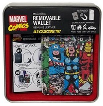 Marvel Comics Genuine Leather Magnetic Removable Wallet in a Collectible Tin Can - $14.84