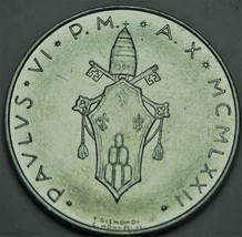 Vatican City 100 Lire, 1972 Gem Unc~Rare 966K Minted~Pope Paul VI~Fr/Shi - £8.05 GBP