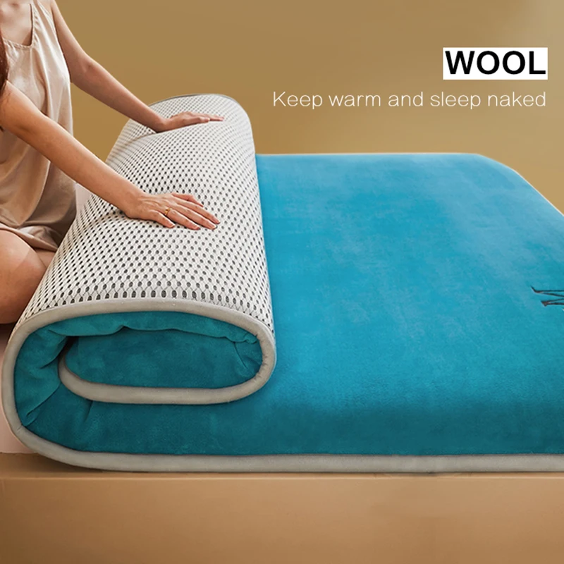 Mattress wool plus velvet winter thickened mattress soft cushion home student dormitory thumb200