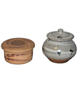 2 Studio Pottery Stoneware Covered Lid Dishes Bowls - $47.86 CAD