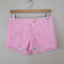 J. Crew Factory | Hot Pink Off White Geometric Print Chino Shorts, size 0 - £15.10 GBP