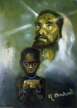 Jesus 24x36  Vintage Religious African American Canvas Wall Art - :rdoward fine  - £174.42 GBP