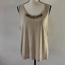 *NWT Charter Club Desert Passage Tan Rhinestone Sleeveless Top sz XL - £7.89 GBP