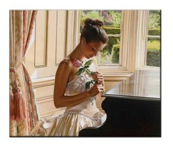 Giclee Best Gifts Decor A girl who plays the piano Painting Printed Canvas - £6.86 GBP+