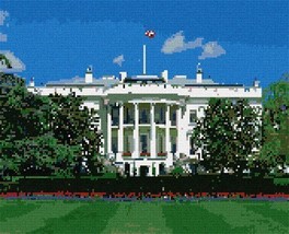 pepita Needlepoint Canvas: White House, 13" x 10" - $80.00