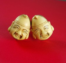 Vintage Fu Manchu cuff links Japanese Emperor ANSON carved  Asian cufflinks figu - £155.84 GBP