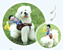 Riding Cowboy Funny Novelty Halloween Dog Costume For Small Dogs gag gift cute - £14.41 GBP