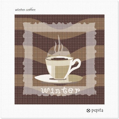 pepita Needlepoint Canvas: Winter Coffee, 10" x 10" - $72.00