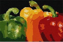 pepita Needlepoint Canvas: Red Yellow Green Peppers, 10" x 7" - $46.00