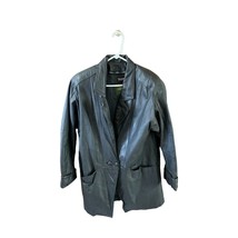 Avanti Womens Size M Black Leather Hip Length Jacket Zip In Liner Soft V... - $33.65